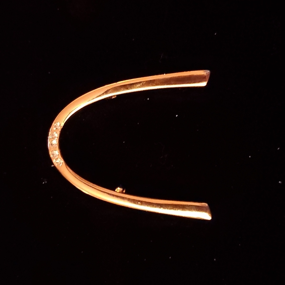 Vintage Gold Tone Arch with Rhinestones Brooch